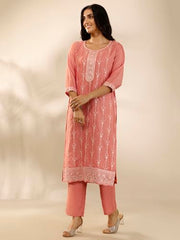 Libas Embroidered Silk blend Straight-fit Kurta Set for Women (99929S)