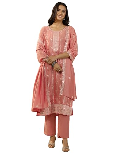 Libas Embroidered Silk blend Straight-fit Kurta Set for Women (99929S)