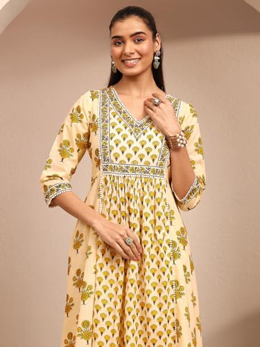 Libas Printed Cotton Blend Anarkali Kurta With Trousers and Dupatta-99941XXL
