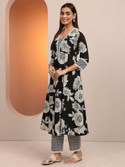 Libas Printed Cotton A-Line Kurta With Trousers With Dupatta (401285XXL)