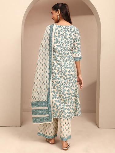 Libas Printed Cotton Blend A-Line Kurta With Palazzos and Dupatta