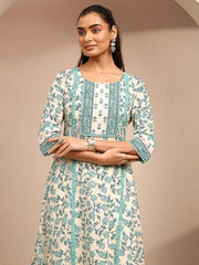 Libas Printed Cotton Blend A-Line Kurta With Palazzos and Dupatta