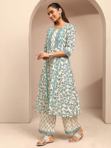 Libas Printed Cotton Blend A-Line Kurta With Palazzos and Dupatta