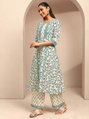 Libas Printed Cotton Blend A-Line Kurta With Palazzos and Dupatta