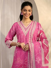 Libas Printed Cotton Blend Straight Kurta Set For Women