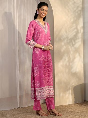 Libas Printed Cotton Blend Straight Kurta Set For Women