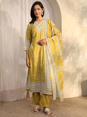Libas Printed Cotton Blend Straight Kurta Set For Women