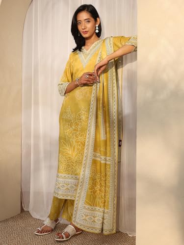Libas Printed Cotton Blend Straight Kurta Set For Women