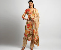 Libas Printed Cotton Blend Straight Kurta Set For Women (401349S)