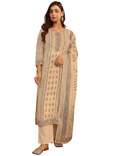 Libas Printed Linen Straight Kurta Set for Women (401413S)