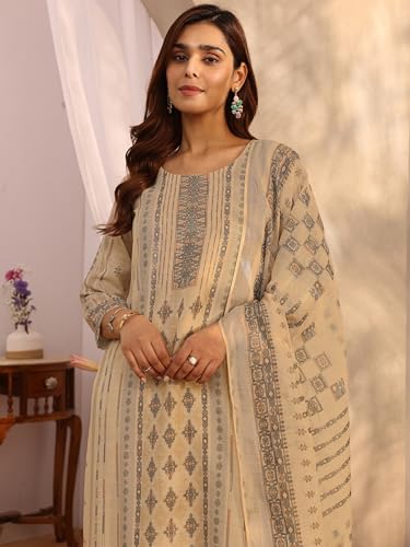 Libas Printed Linen Straight Kurta Set for Women (401413S)