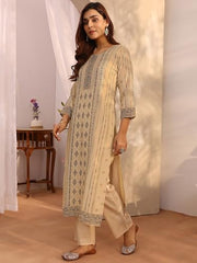 Libas Printed Linen Straight Kurta Set for Women (401413S)