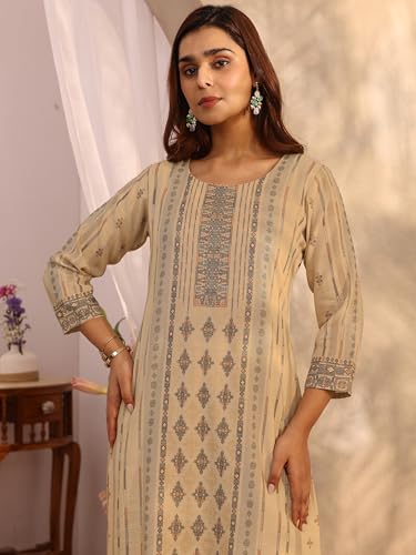 Libas Printed Linen Straight Kurta Set for Women (401413S)
