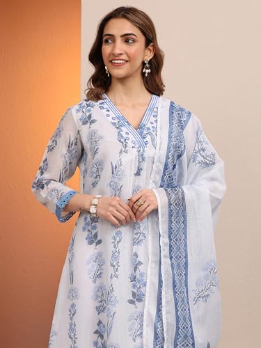 Libas printed silk blend straight kurta set for women, two-piece western style traditional kurti ensemble with vibrant patterns