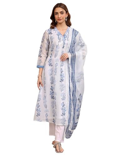 Libas printed silk blend straight kurta set for women, featuring a 2-piece western-style kurti and palazzo pants in vibrant print.