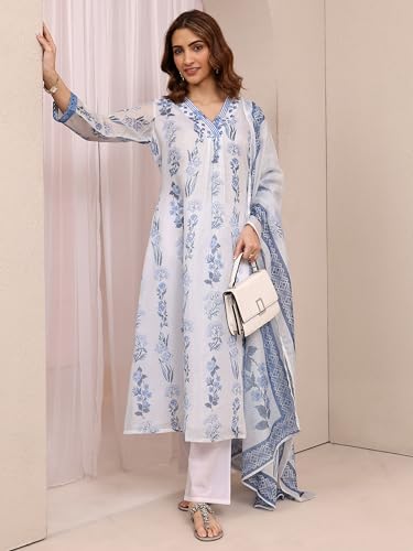 Libas printed silk blend straight kurta set for women, featuring a two-piece western style kurti and bottom ensemble.