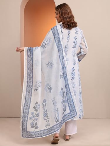 Libas printed silk blend straight kurta set for women, featuring a 2-piece traditional western style with intricate print details.