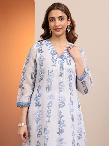 Libas printed silk blend straight kurta set for women, featuring a two-piece design with vibrant patterns and elegant detailing.