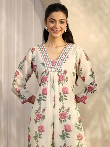 Libas Printed Silk Blend A-Line Kurta Set For Women (401416S)
