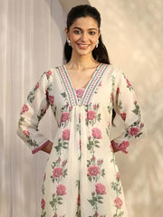 Libas Printed Silk Blend A-Line Kurta Set For Women (401416S)