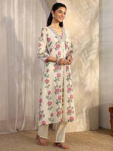 Libas Printed Silk Blend A-Line Kurta Set For Women (401416S)