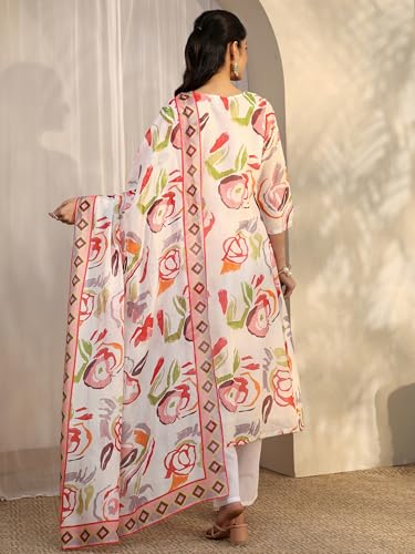 Libas Printed Silk Blend A-Line Kurta Set For Women (401418XXL)