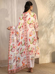Libas Printed Silk Blend A-Line Kurta Set For Women (401418XXL)