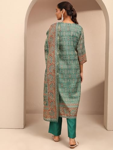Libas Printed Silk Blend Straight Kurta With Trousers and Dupatta-401459S