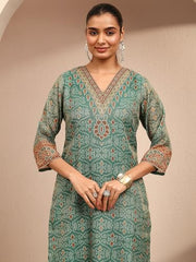 Libas Printed Silk Blend Straight Kurta With Trousers and Dupatta-401459S