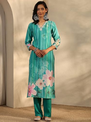 Libas Printed Silk Blend Straight Kurta Set For Women (401527S)