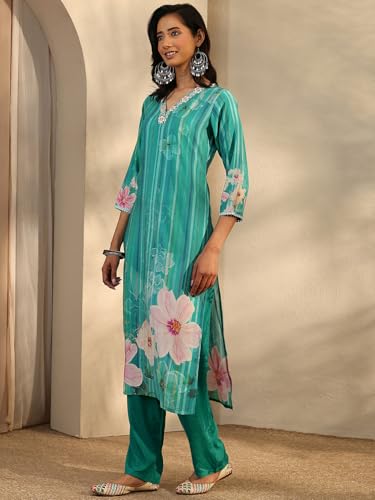 Libas Printed Silk Blend Straight Kurta Set For Women (401527S)