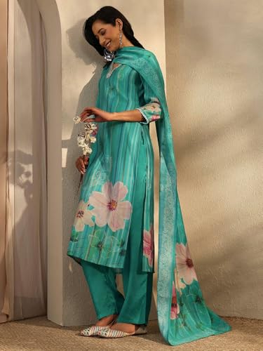 Libas Printed Silk Blend Straight Kurta Set For Women (401527S)