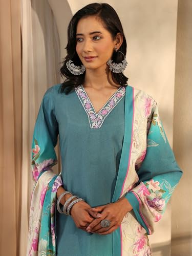 Libas Printed Silk Blend Straight Kurta Set For Women (401528M)