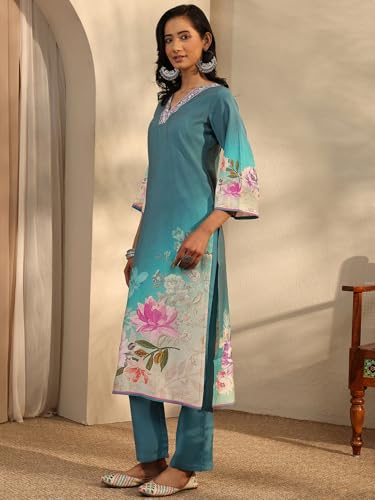 Libas Printed Silk Blend Straight Kurta Set For Women (401528M)