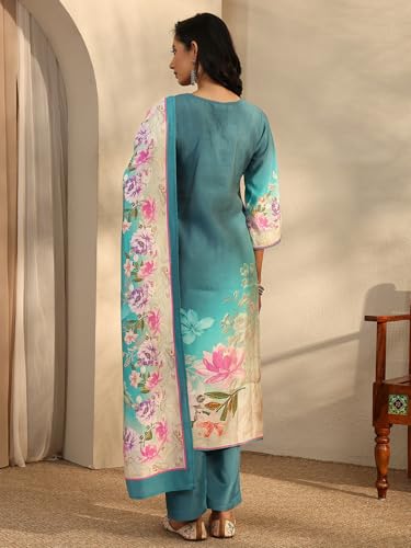 Libas Printed Silk Blend Straight Kurta Set For Women (401528M)