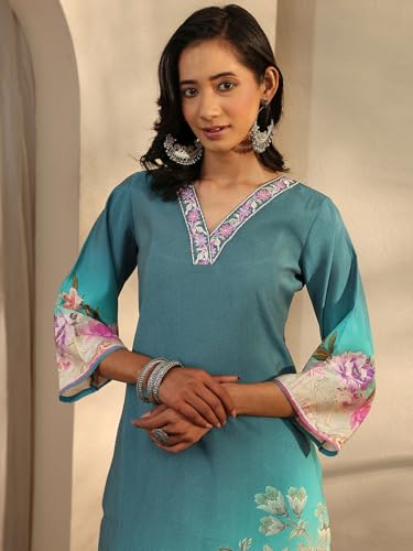 Libas Printed Silk Blend Straight Kurta Set For Women (401528M)