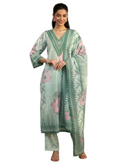Libas Printed Cotton Blend Straight Kurta Set For Women