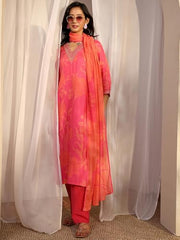 Libas Printed Linen Straight Kurta Set For Women
