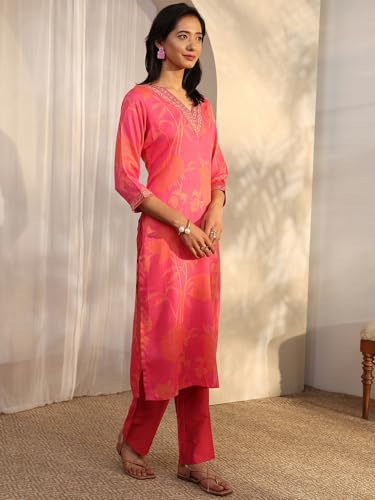 Libas Printed Linen Straight Kurta Set For Women