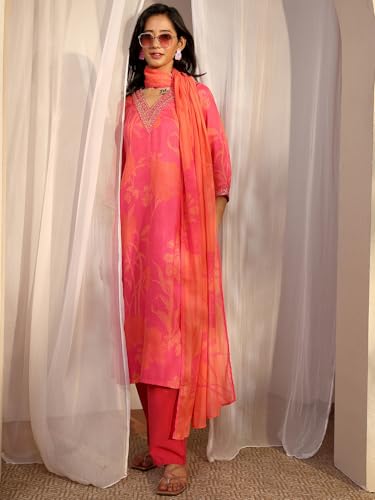 Libas Printed Linen Straight Kurta Set For Women