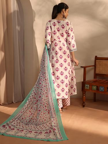 Libas Printed Cotton Anarkali Kurta With Trouser and Dupatta-99947XL
