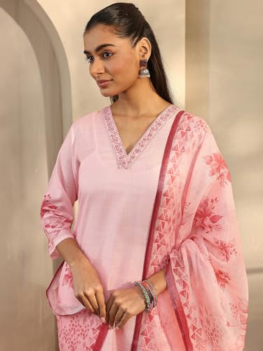 Libas Printed Linen Straight Kurta Set For Women