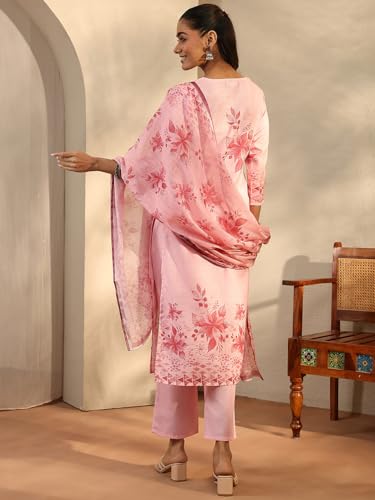 Libas Printed Linen Straight Kurta Set For Women