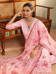 Libas Printed Linen Straight Kurta Set For Women