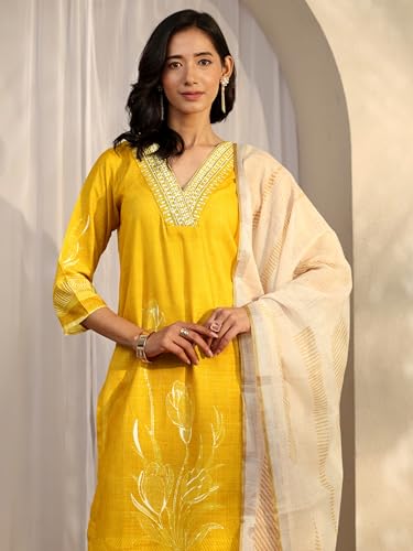 Libas Printed Linen Straight Kurta Set For Women