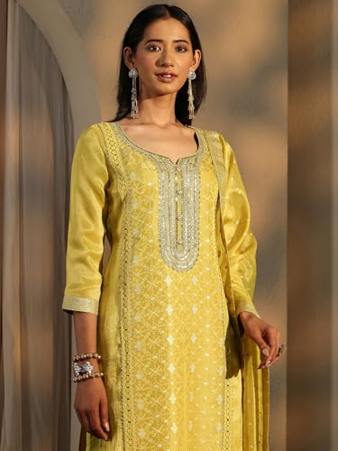 Libas Woven Design Silk Blend Straight Kurta Set For Women (99955AS)