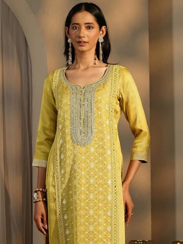 Libas Woven Design Silk Blend Straight Kurta Set For Women (99955AS)