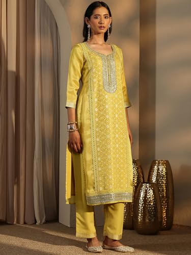 Libas Woven Design Silk Blend Straight Kurta Set For Women (99955AS)