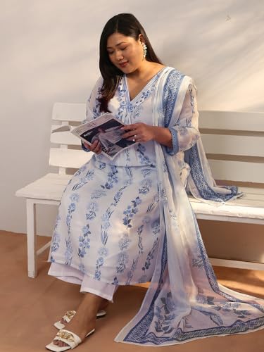 Plue Size Extra Love By Libas Printed Kota Straight Kurta Set For Women (500564-3XL)