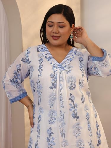 Plue Size Extra Love By Libas Printed Kota Straight Kurta Set For Women (500564-3XL)